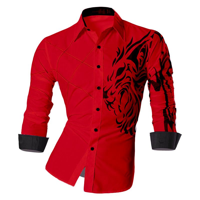 Camisa manga larga roja hombre sale