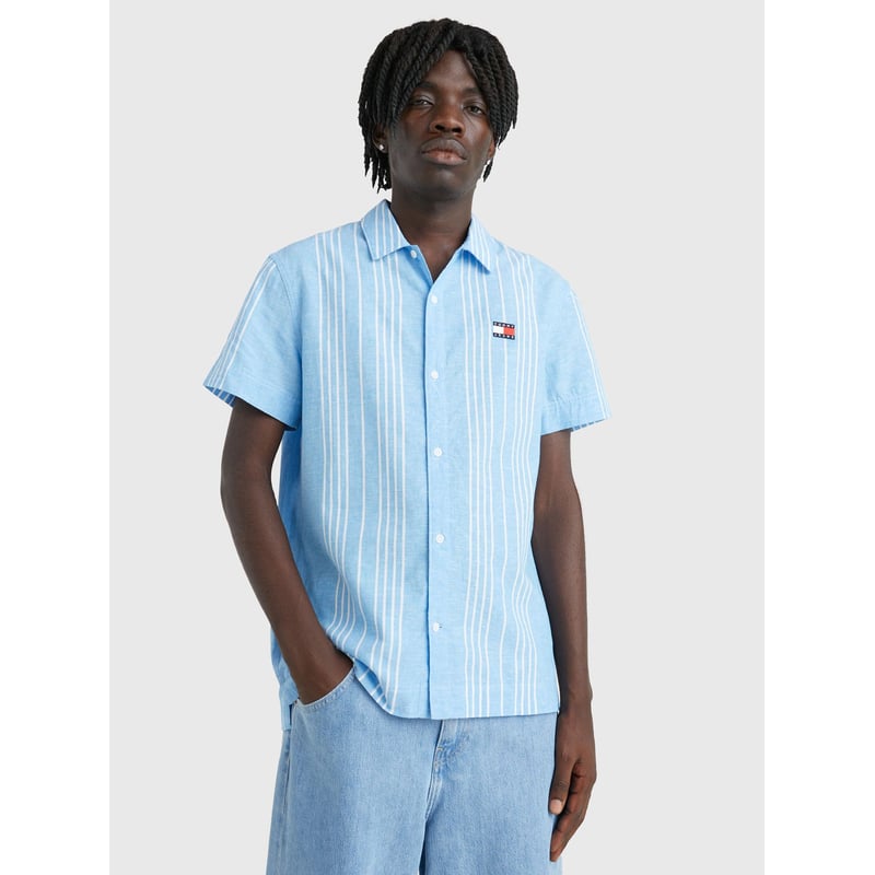 Camisa rayas celeste hombre shop