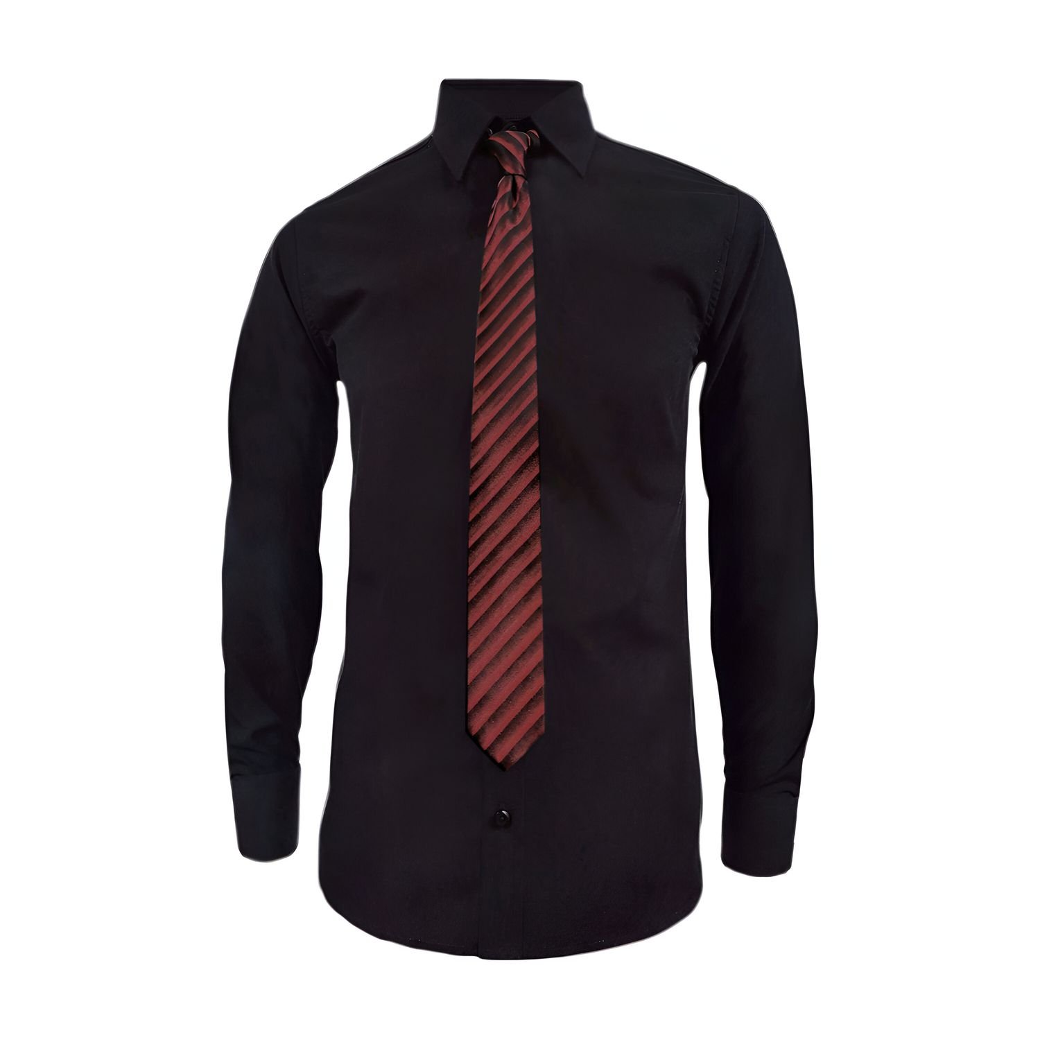 Camisa formal negra en algodon manga larga slim para hombre