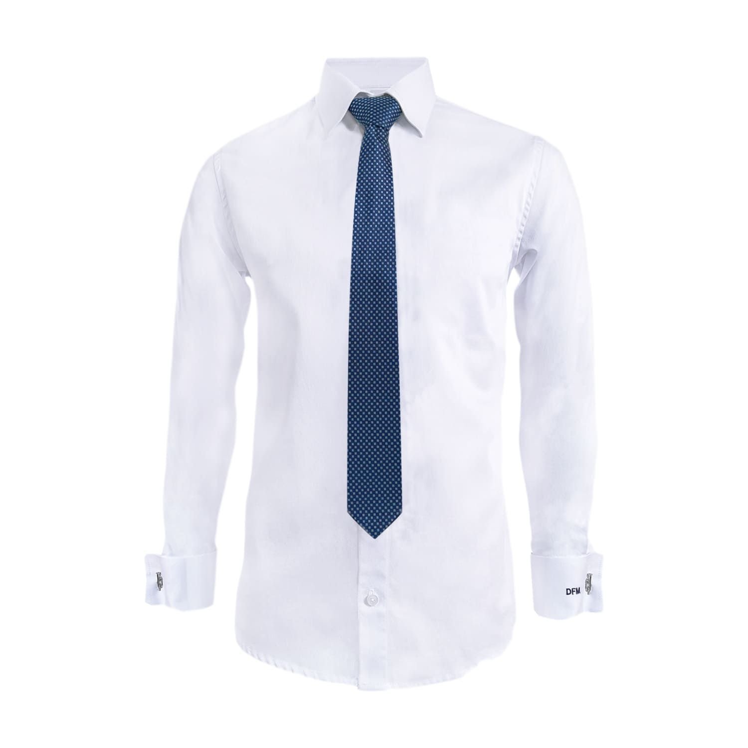 Camisa para corbata blanca iniciales puno mancornas manga larga hombre