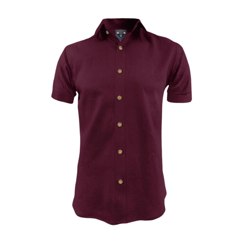 Camisa manga corta color vino shop