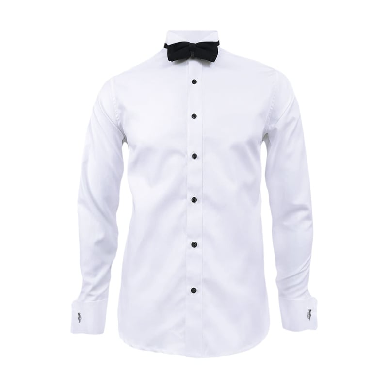 Camisa blanca con botones negro shop