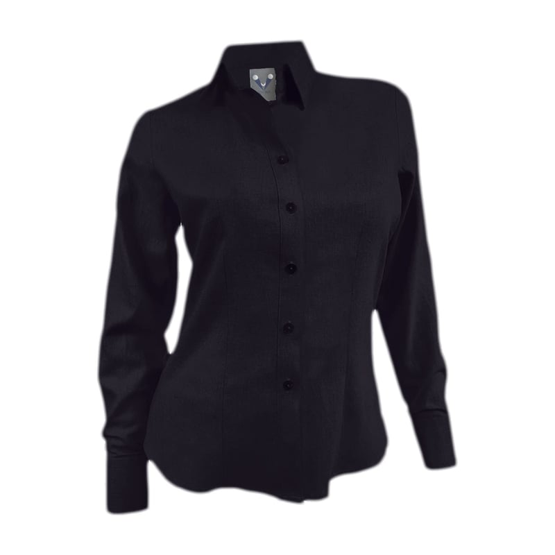 Camisa blusa lino negra celebracion casual manga larga mujer