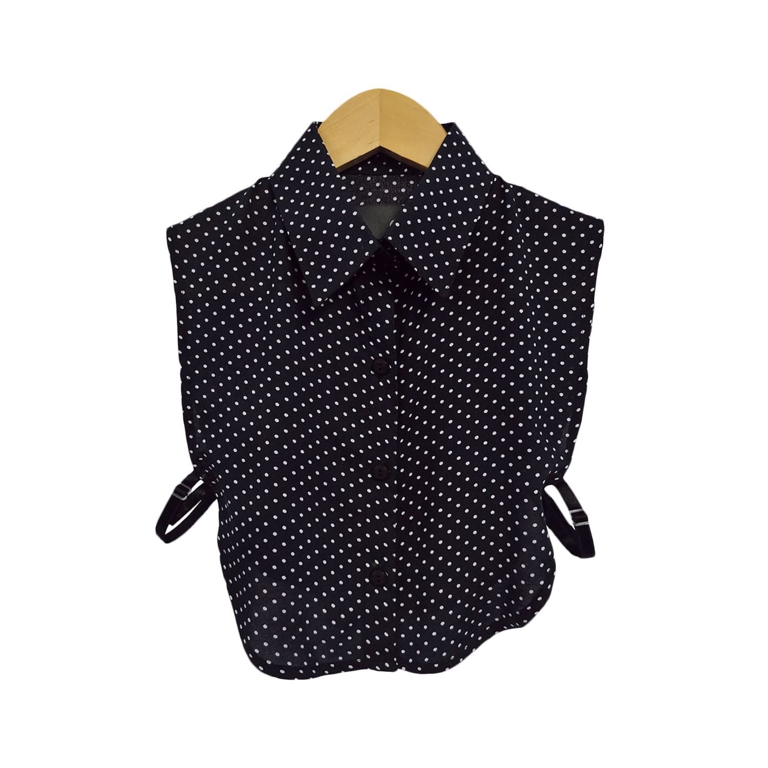 Blusa de cuello clasico falso negro pepas blancas para mujer SON DOS falabella