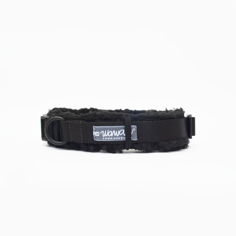 WAWAW - Collar para perro talla M reata negro protector borrego negro Wawaw