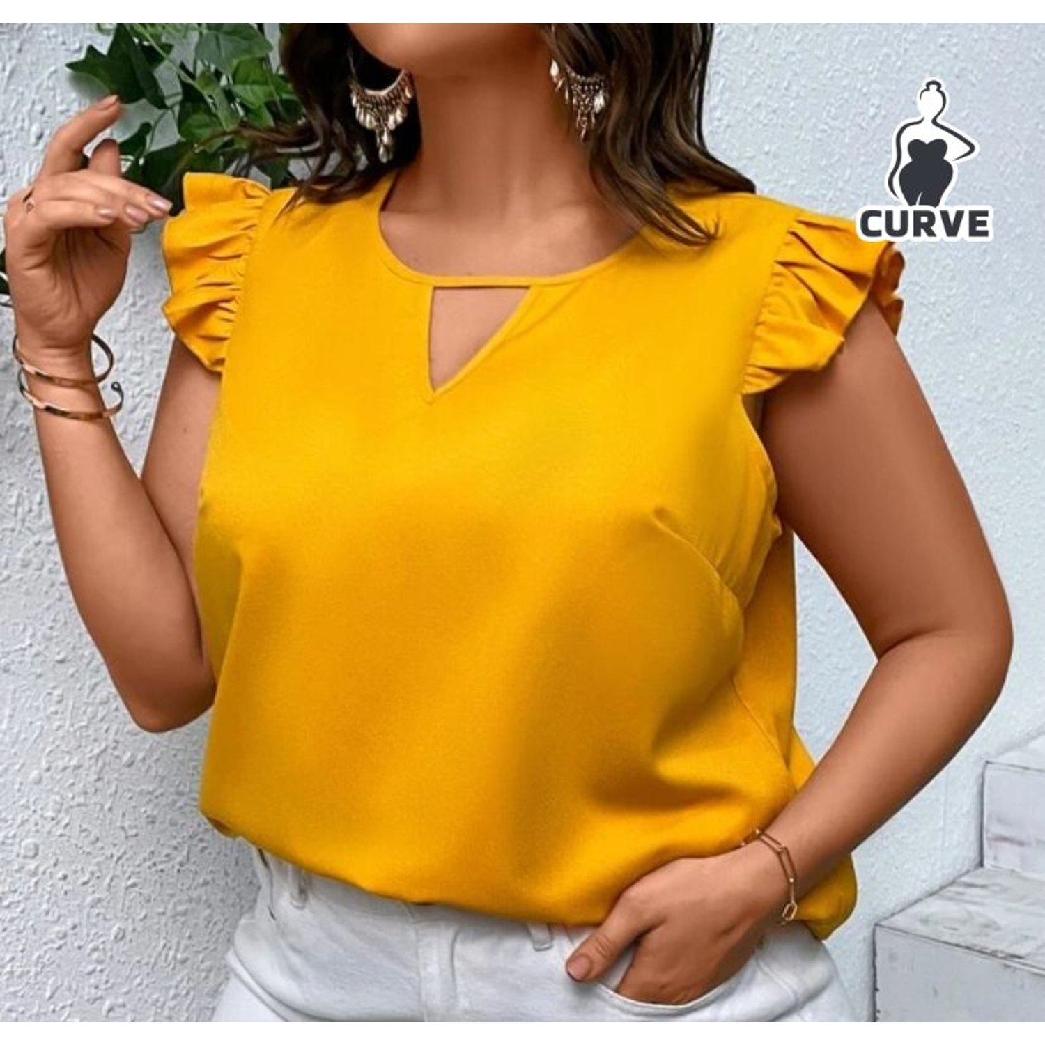 Blusa cuello con abertura de ojo ribete con fruncido para gorditas XL GENERICO falabella
