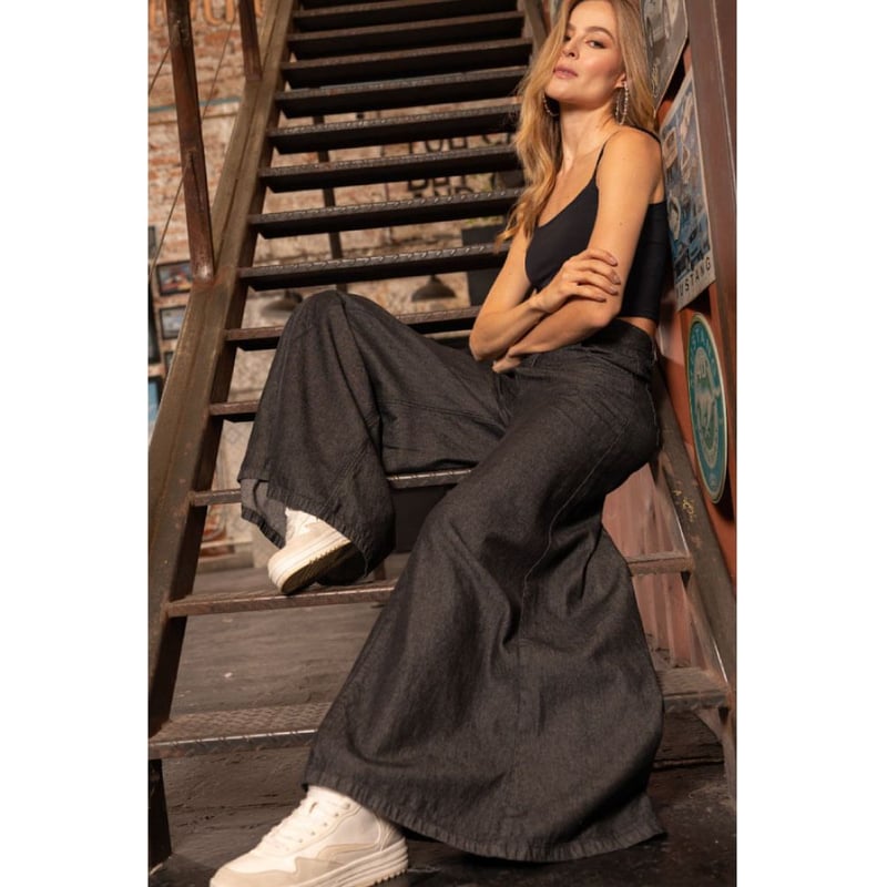 Jeans palazzo cortes Negro Ragged RAGGED falabella