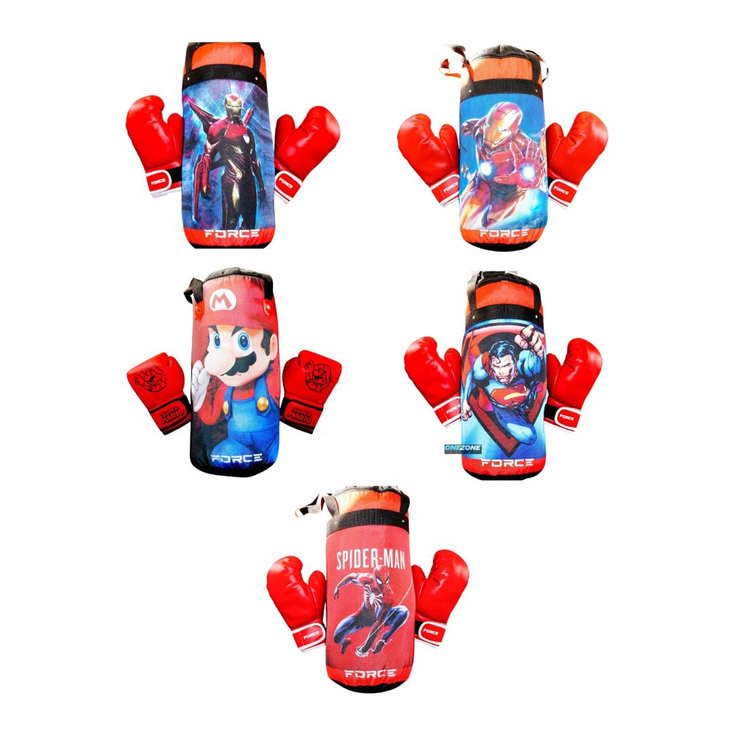 Kit Saco Boxeo Multidisenos Guantes Para Nino Rojo GENERICO falabella