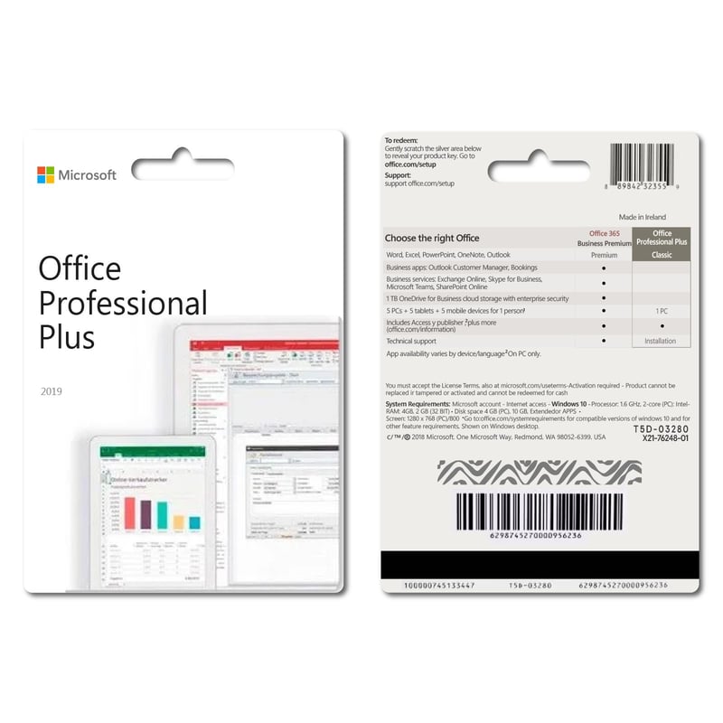 Microsoft Office 2019 Professional Plus RETAIL I Tarjeta Fisica ...