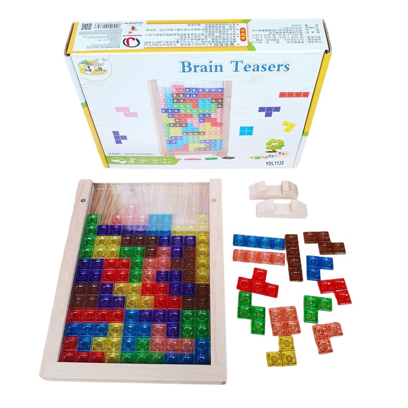 Juego Tangram Tetris De Mesa Real Fichas Colores Tablero GENERICO