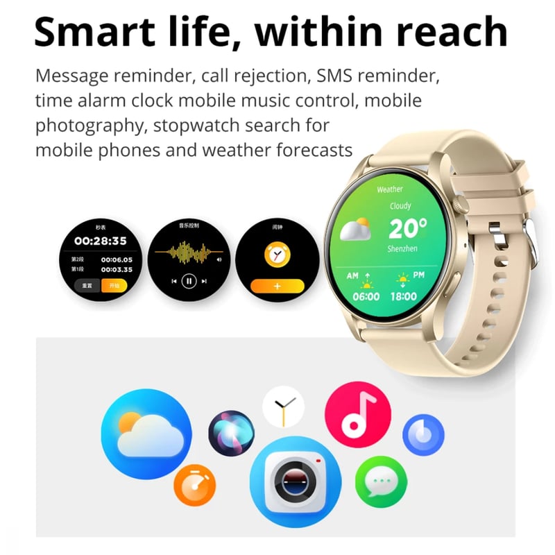 Reloj Inteligente Mujer Smartwatch Pantalla AMOLED Llamadas Salud COLMI falabella