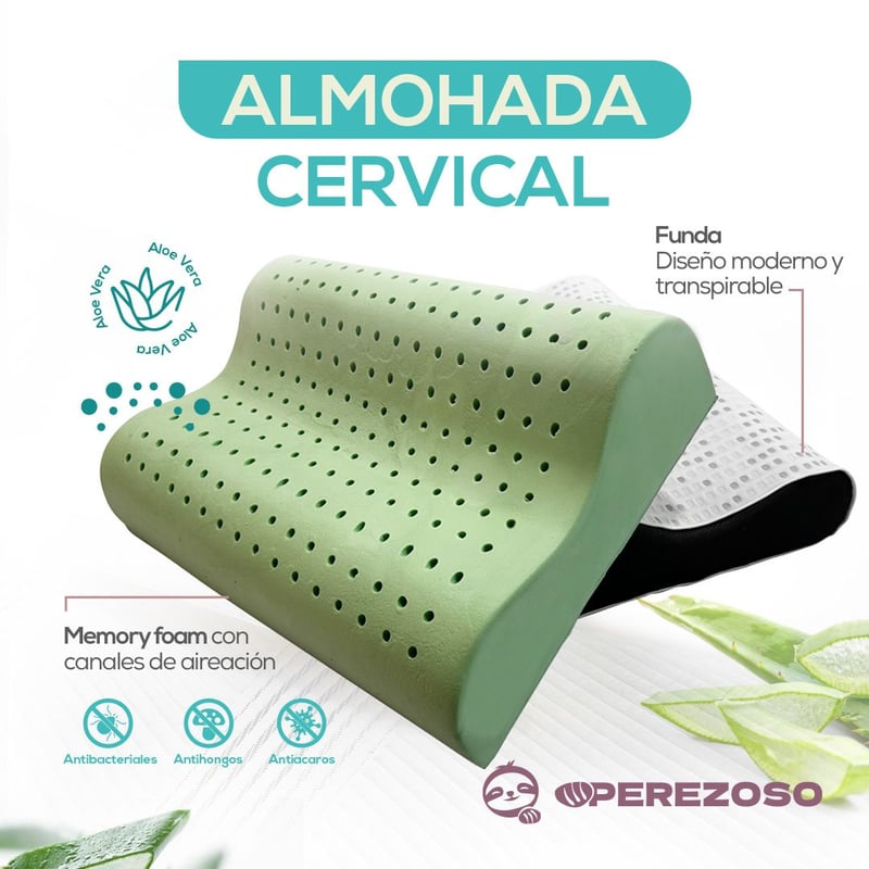 ALMOHADA VISCO ELASTICA MEMORY FOAM CERVICAL ALOE VERA GENERICO falabella