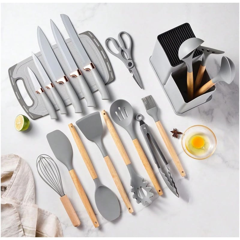 "Set Utensilios Para Cocina 19 PCS En Silicona"