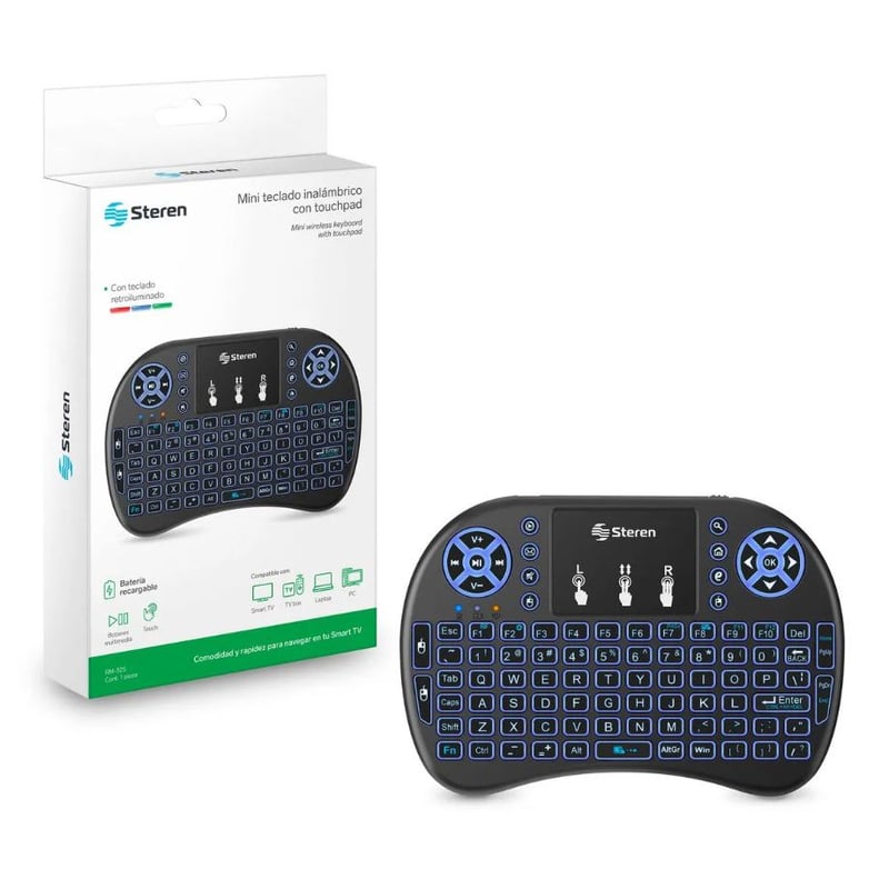 Teclado inalambrico con touch pad y bateria recargable para Smart TV STEREN falabella