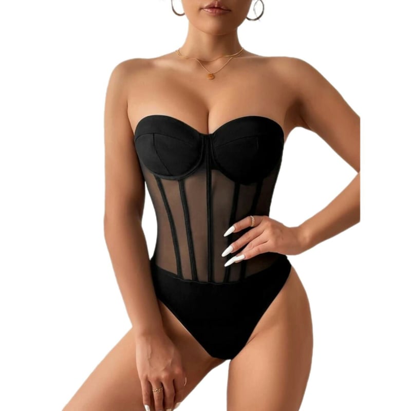 Body Corset strapless copa con arco sin varillas laterales