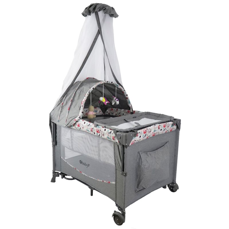 EBABY - Cuna Corral Colecho Ebaby Dacora Gris Rosa