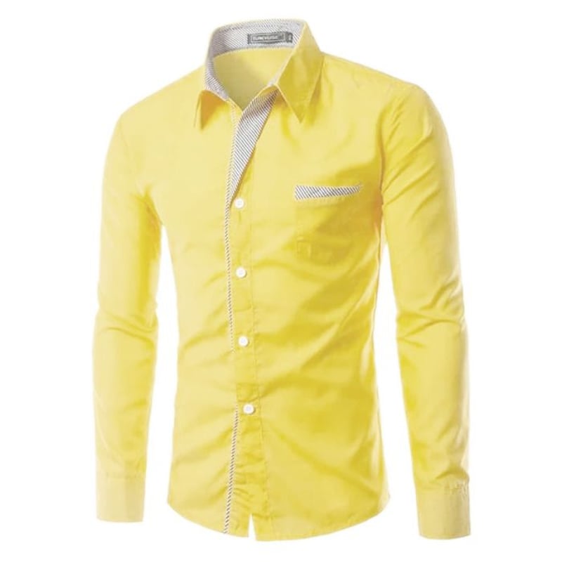 Camisa Para Hombre Manga Larga Moda Elegante Estilo Moderna Amarillo GENERICO falabella