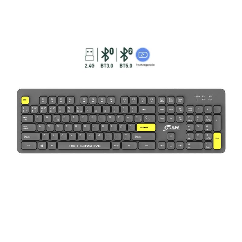 Teclado inalámbrico recargable multidispositivo 24GBluetooth x2 JYR ...