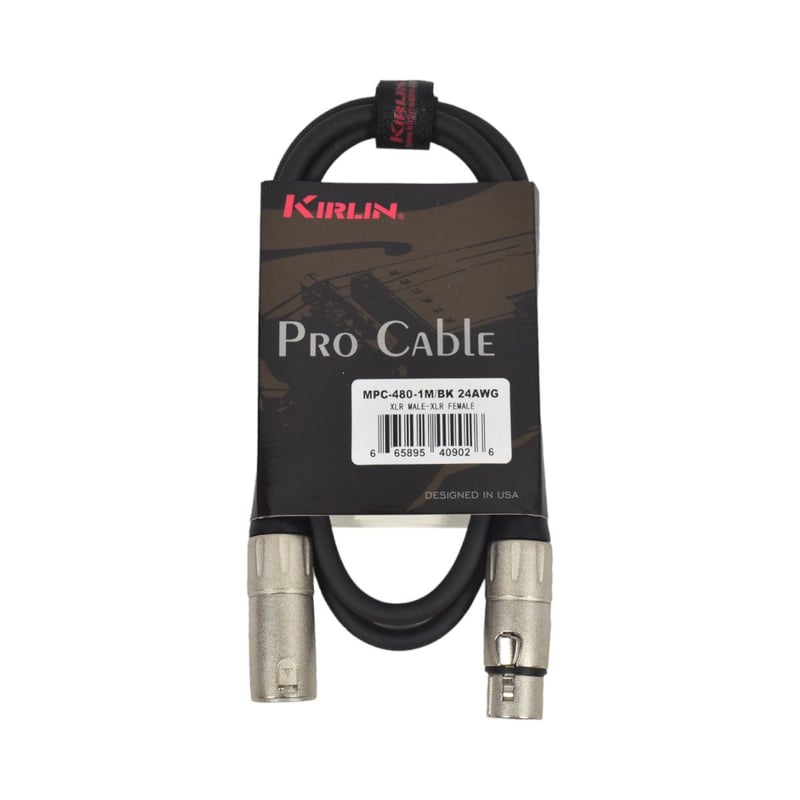 KIRLIN - Cable Microfono Xlr Macho Xlr Hembra Kirlin Mpc-480-1bk 1mt