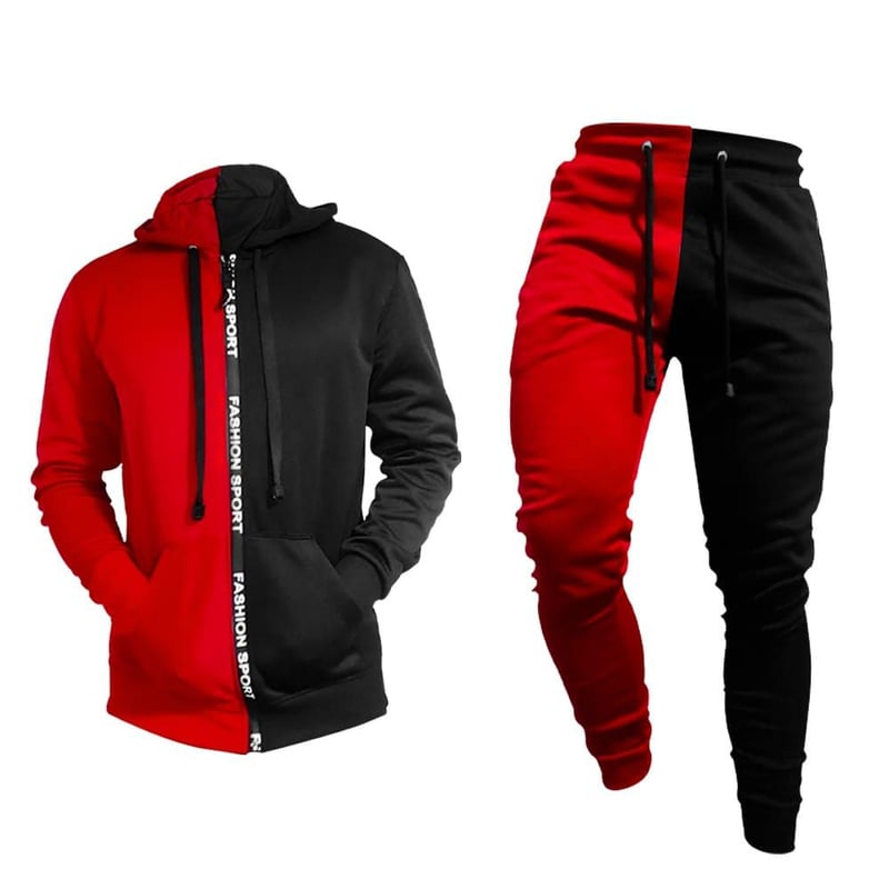 Conjunto deportivo sudadera jogger buzo saco dos colores ROJO NEGRO