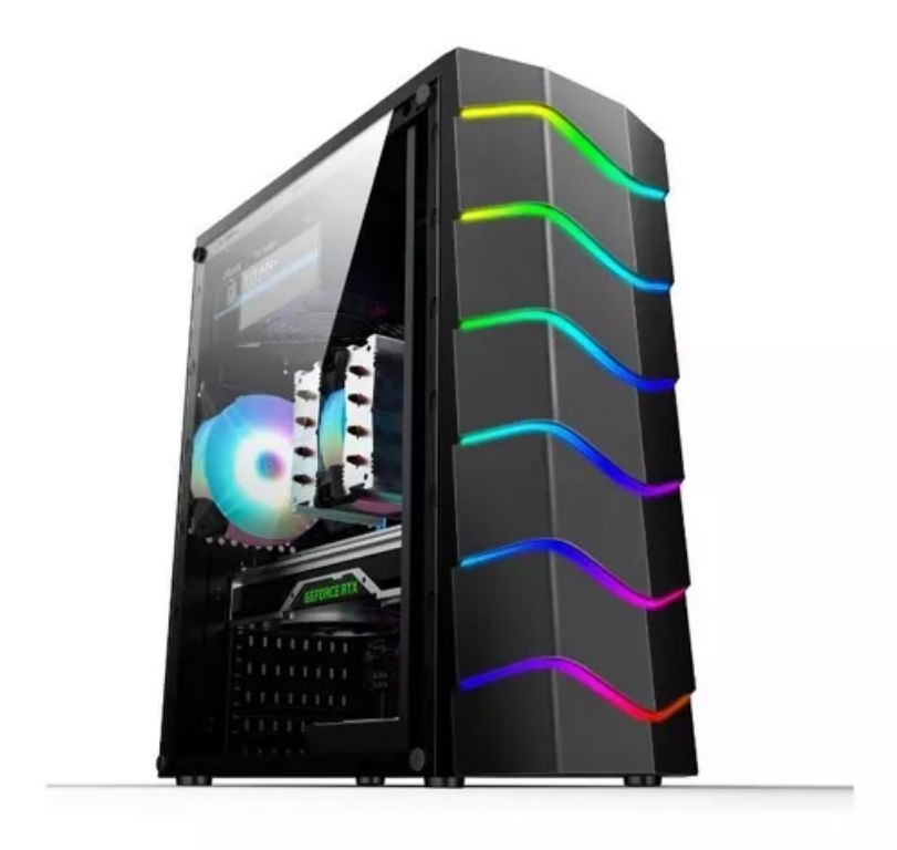 Chasis Atx Gamer Con Tira Led Rgb Y Panel Acrílico Fan 12cms GENERICO ...