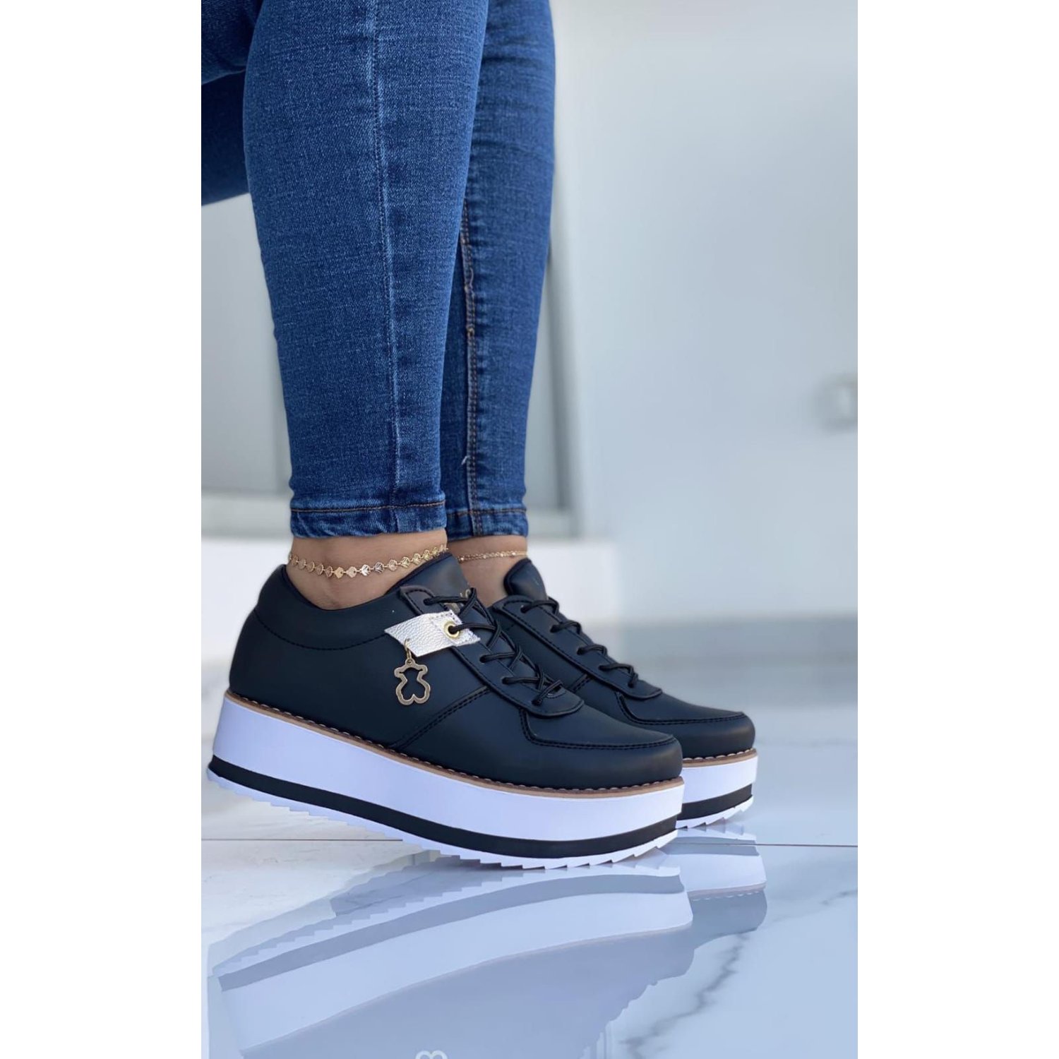 Zapato Tous Negro Dama Tacon Bajo Mujer Lindo Moda Casual GENERICO falabella