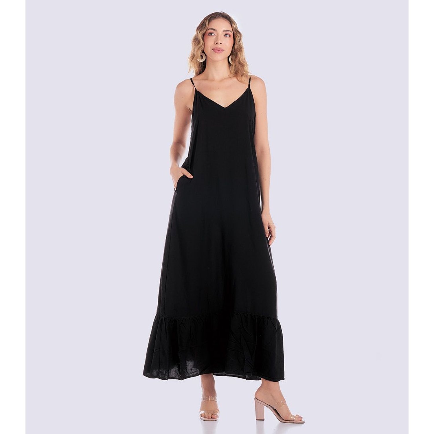 Vestido Largo Escote V Agata Derek. DEREK falabella