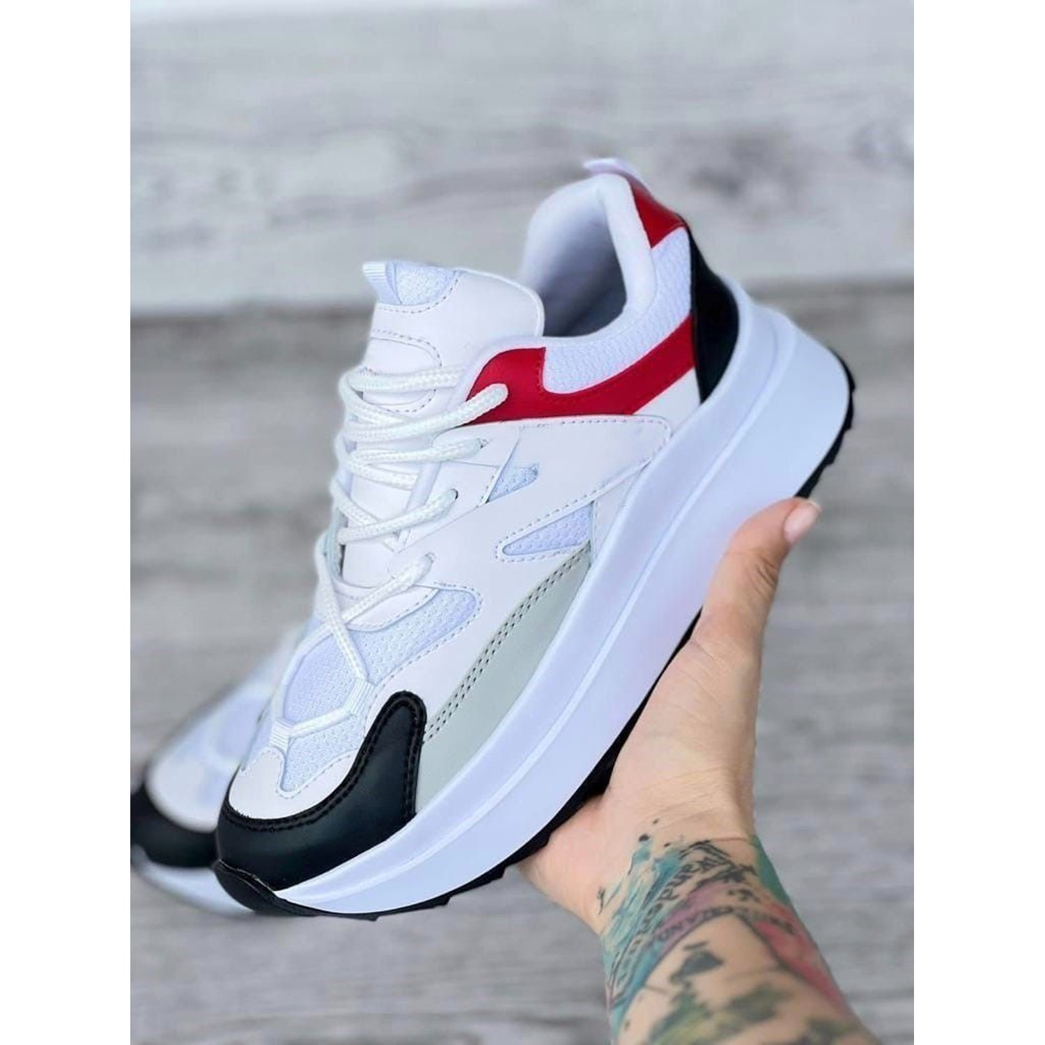Tenis Rojo Negro Dama Zapatillas Zapatos Mujer Lindos Moda Casual