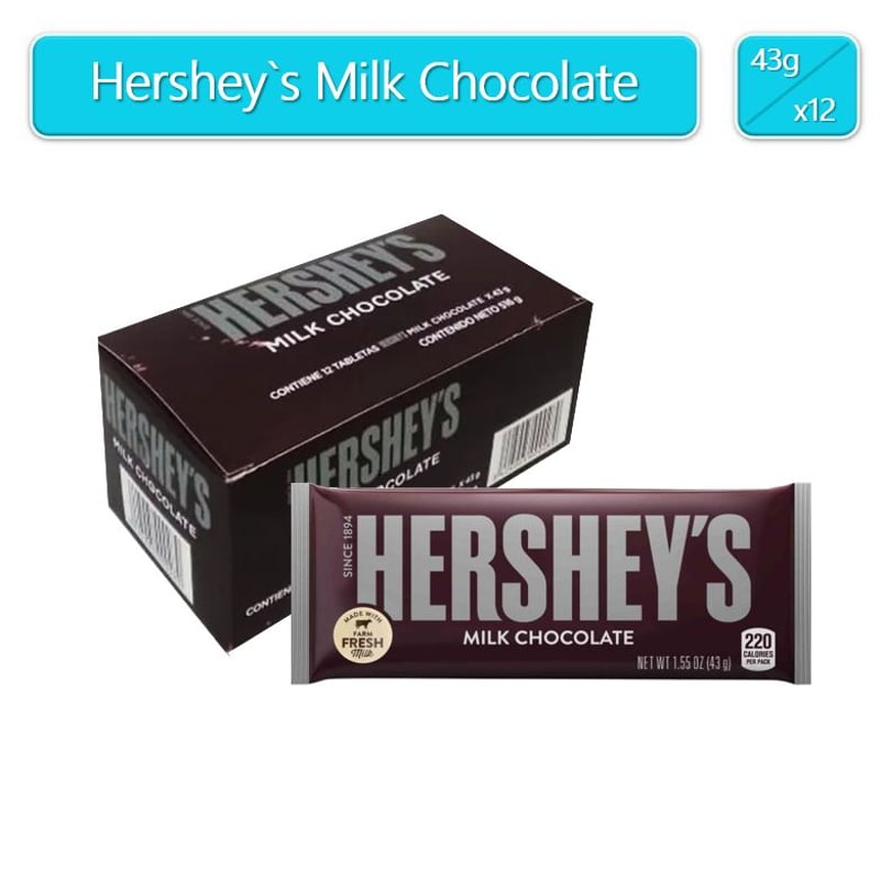GENERICO - Chocolatina Hersheys Milk 43gr X 12