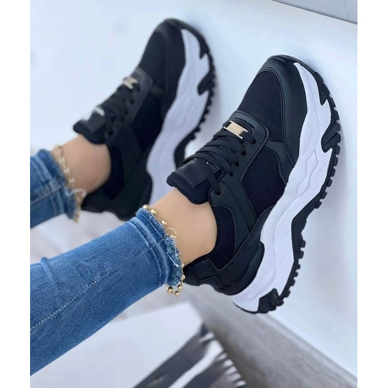 Tenis Negro Dama Zapatillas Zapatos Mujer Lindos Moda Casual GENERICO falabella