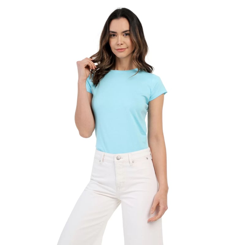 Camiseta Basica Dama Azul Claro Womanpotsherd