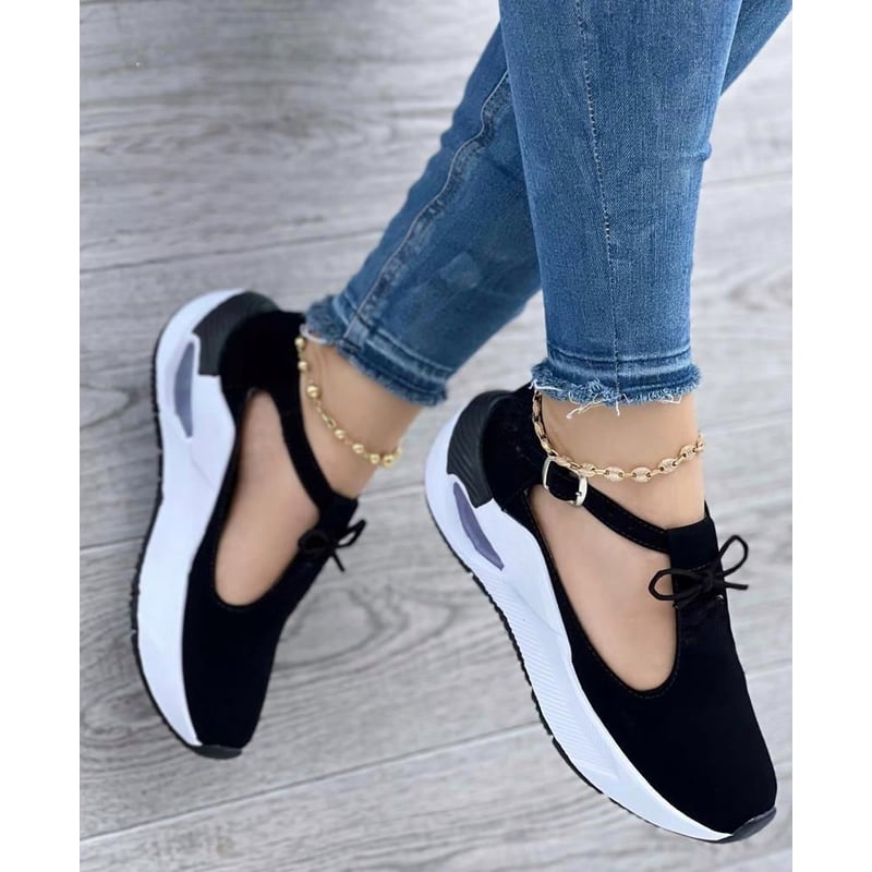 Tenis Negro Dama Zapatillas Zapatos Mujer Lindos Moda Casual