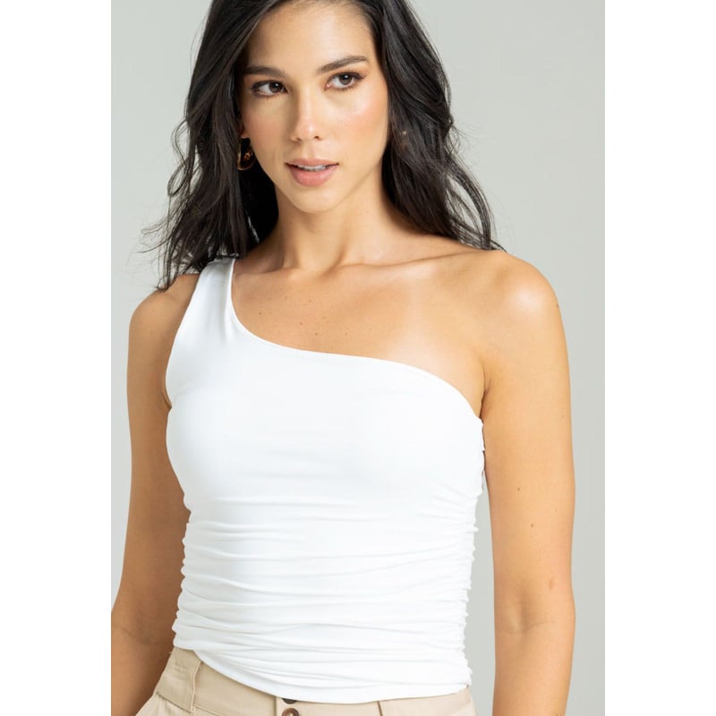 Blusa asimetrica blanca sale