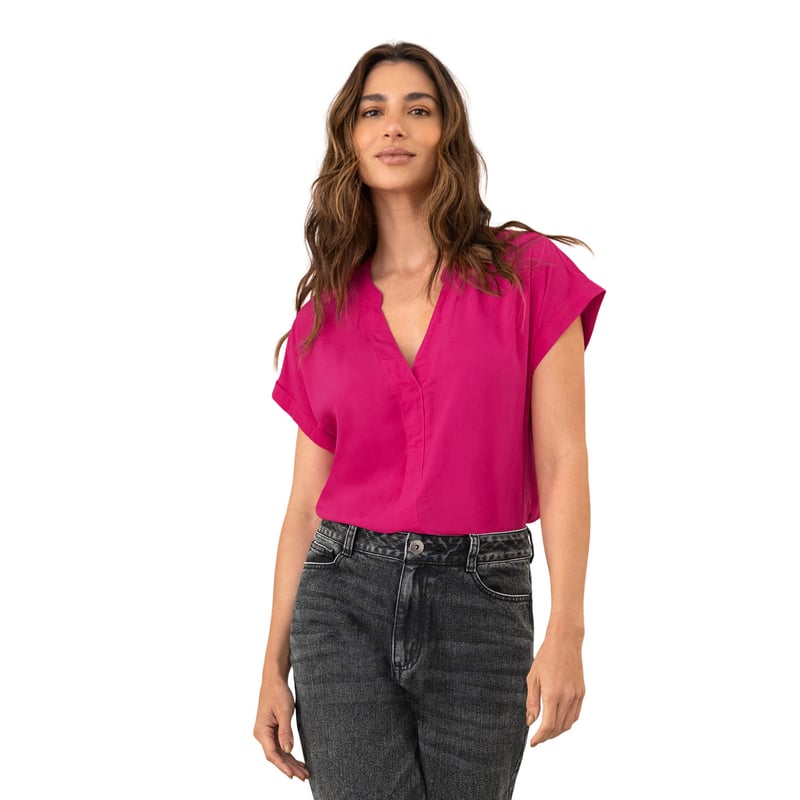 Blusa manga corta con cuello en V