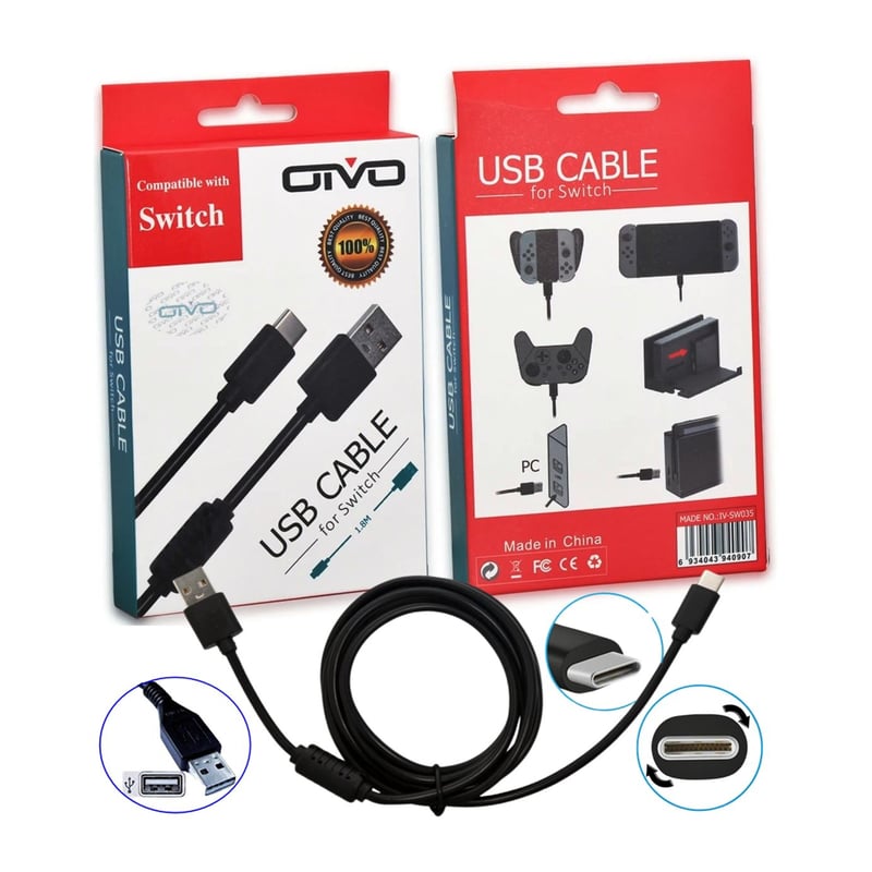 Câble USB-C 1,2 M - Compatible Switch, Xbox Series X, PS5, Smartphones - Neuf