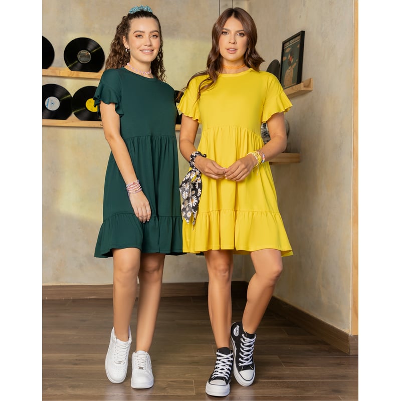 Vestido Corto Mujer Verde Botella Atypical 78987 ATYPICAL | falabella.com