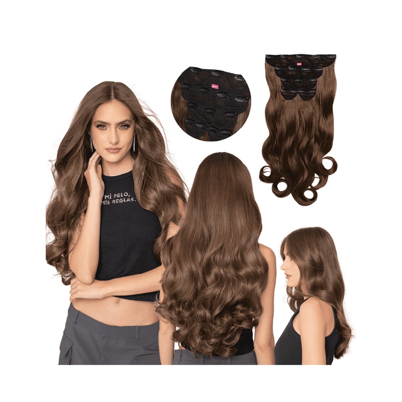 Extension De Cheveux Synthétique Bollo Castaño Mechado - Postiche Partiel Pour Chignon