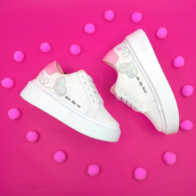 Zapatos Casuales para Ninas Shine Blanco y Rosado PAPOS falabella