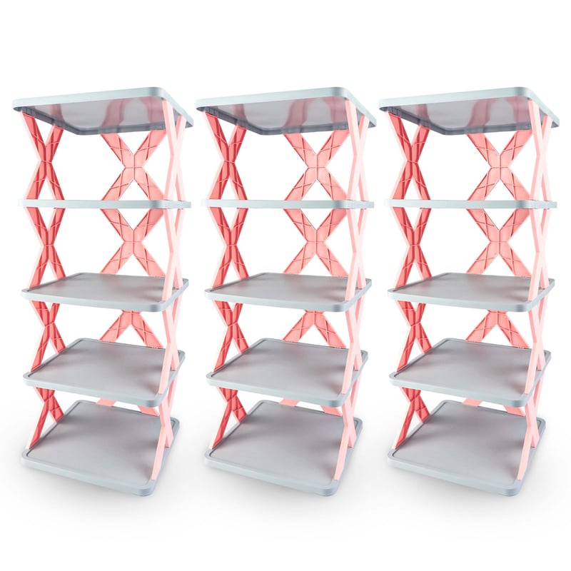 Set X 3 PortaZapatos de 5 Niveles cada uno Zapatero Moderno Rosa ENERGY ...