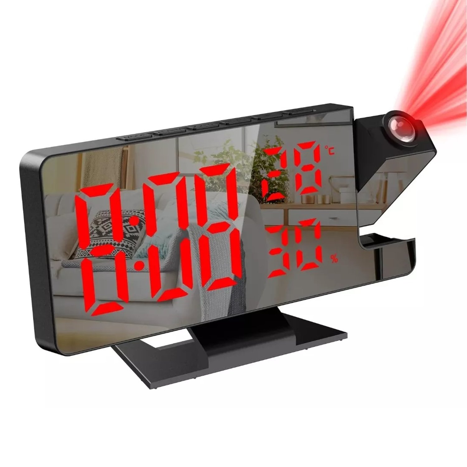 Reloj Despertador Digital DS 3718LW Proyector Hora Rojo GENERAL falabella