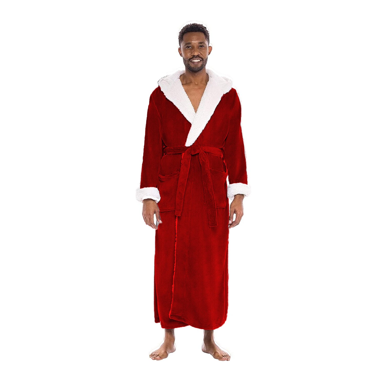 Bata Termica Borde Ovejero Premium Hombre Rojo