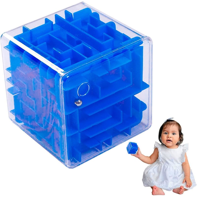 Cubo Mágico Laberinto 3D 2 En 1 Con Bola Rodante, Rompecabezas Giratorio Para Entrenar La Mente, Naranja