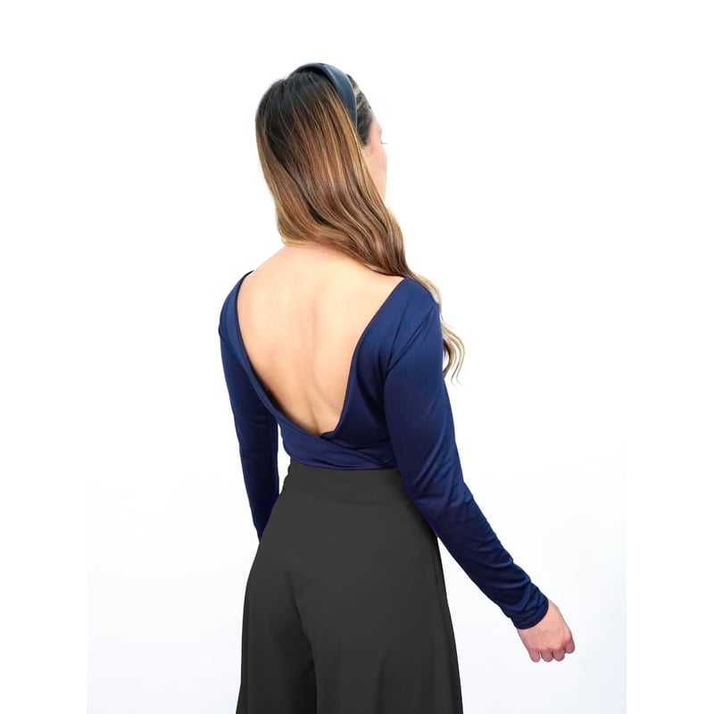 Body para Mujer Manga Larga Espalda Descubierta Sorrento Azul Noche MOLGOA falabella