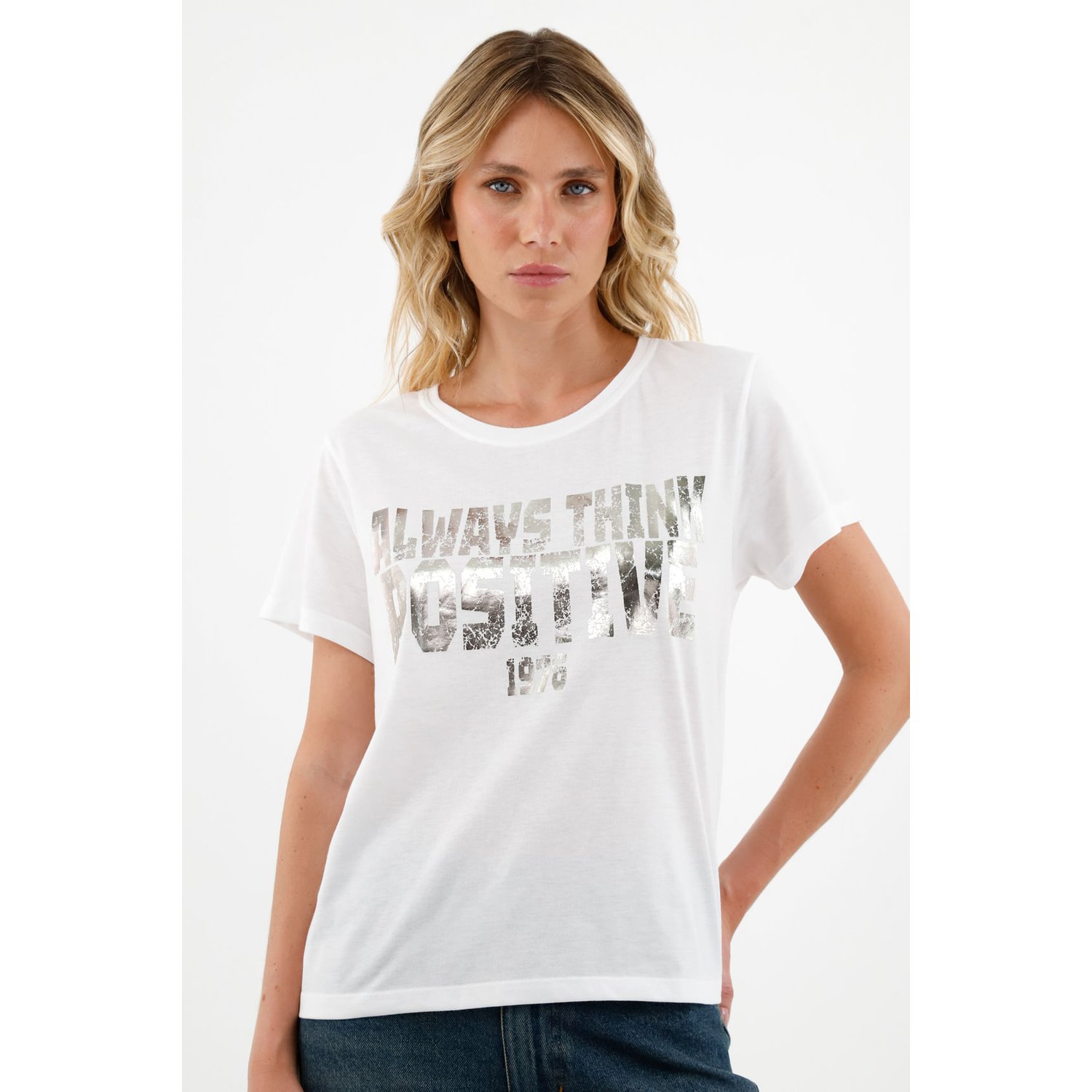 Camiseta blanca estampada mujer hotsell