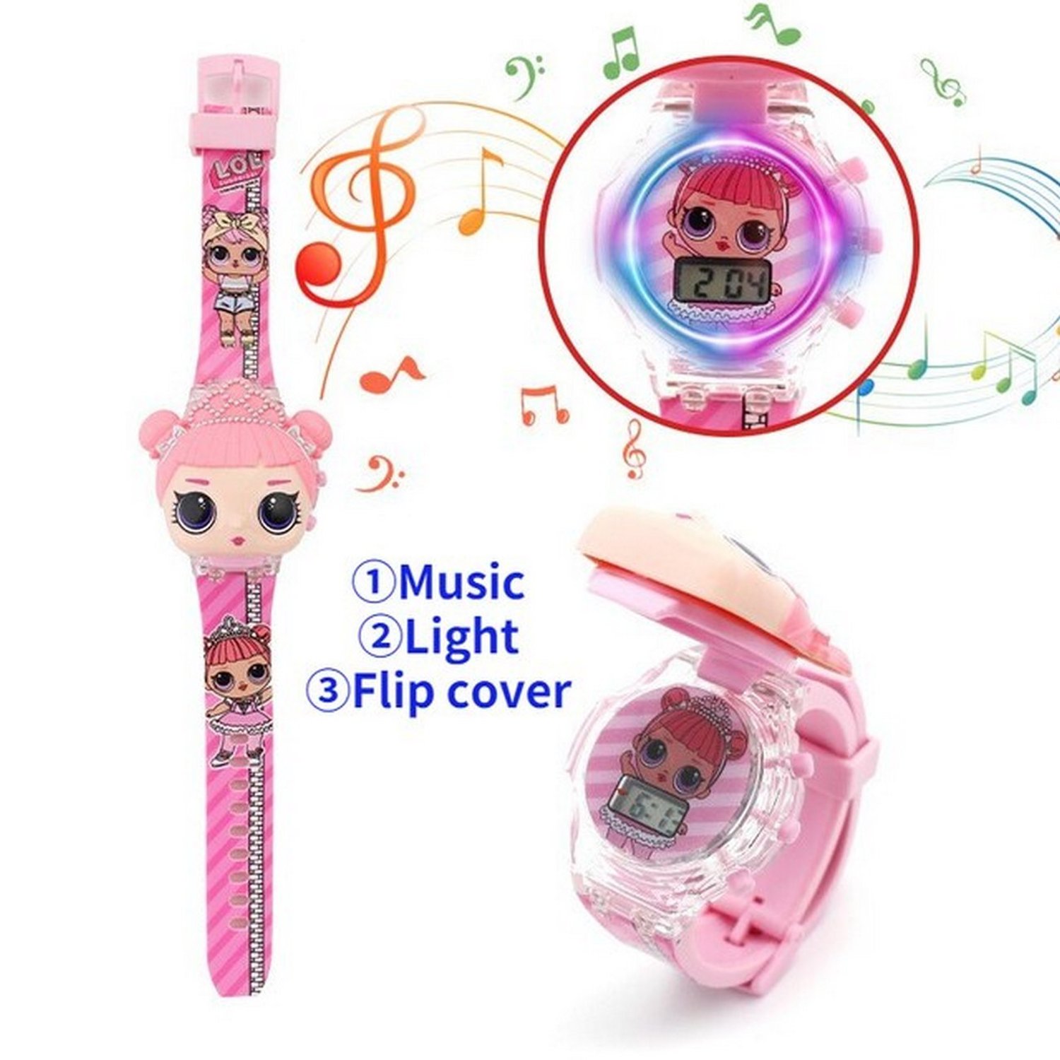 Reloj Ninos Digital Luces Sonido Tapa Infantil Muneca Lol. GENERICO falabella