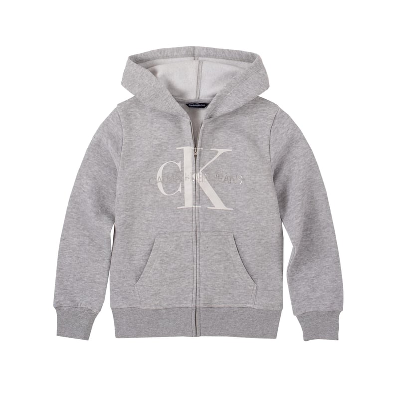 Sueter gris con gorro y monograma Calvin Klein