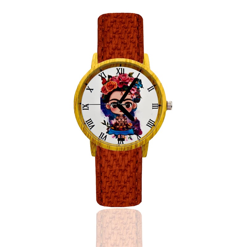 Reloj Frida Kahlo Tono Madera Estuche GENERICO falabella