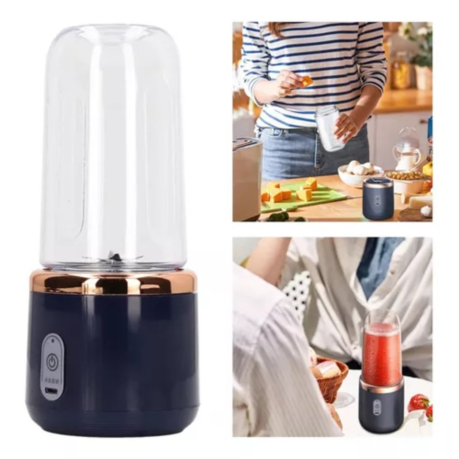 Mini Licuadora Portatil USB Recargable Azul