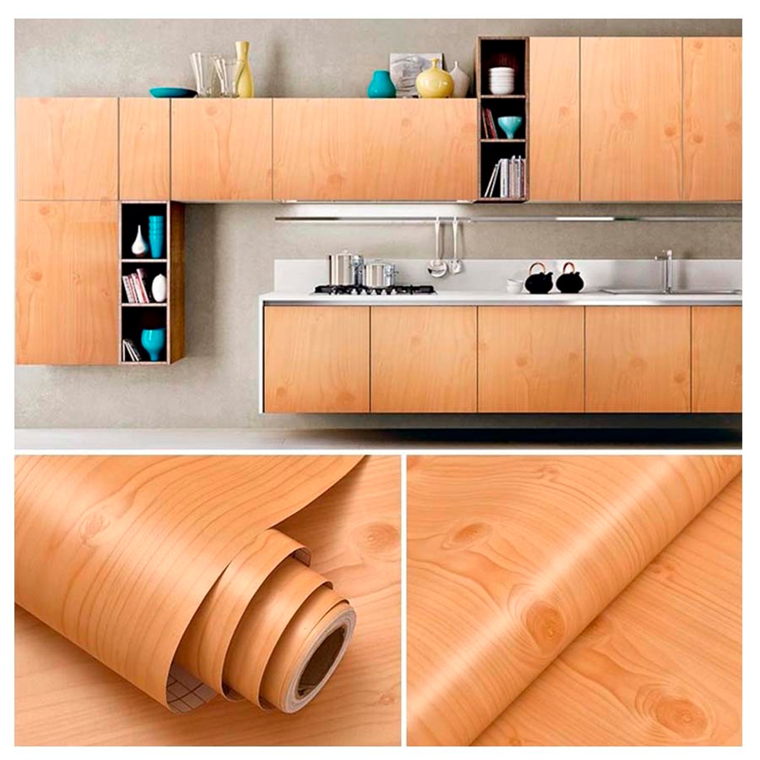 Papel Vinilo Adhesivo De 10 M X 45 Cm Madera Clara GENERICO | falabella.com