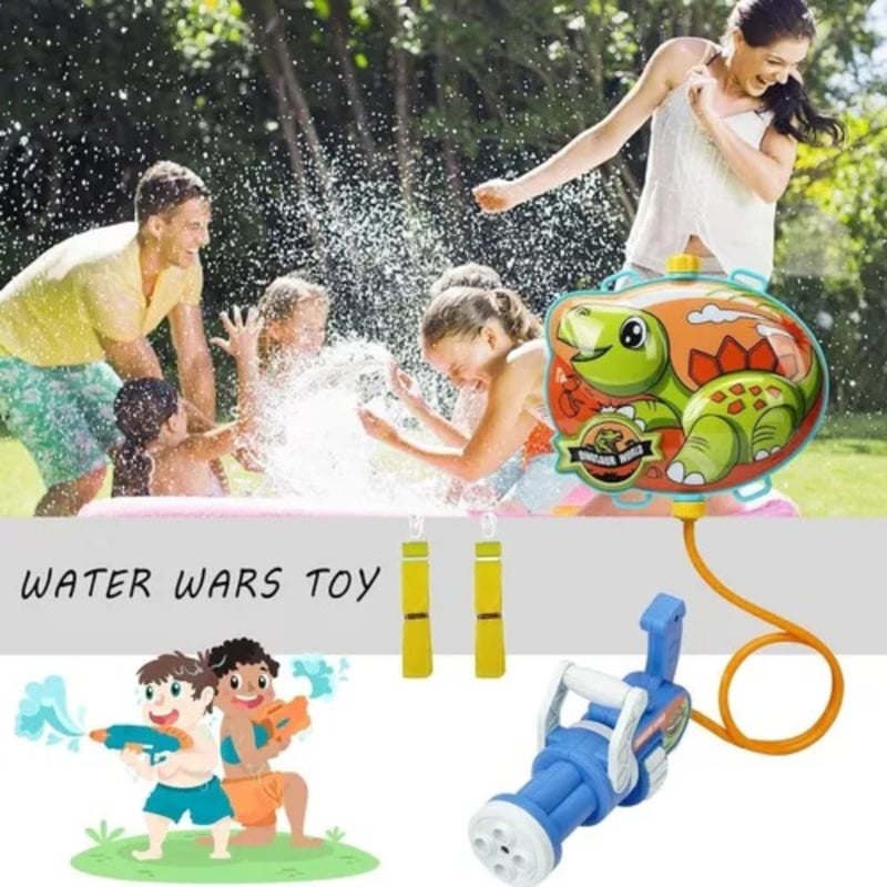 Pistola De Agua Con Mochila Para Niños - Capacidad 2000CC, Alcance 8m, Diseño Unicornio O Dinosaurio, Ideal Para Verano